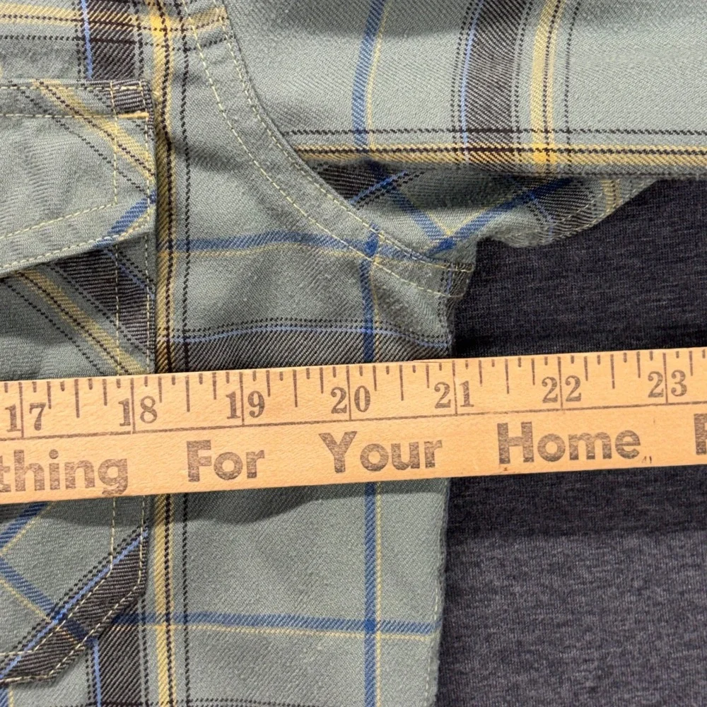 Royal‎ Robbins Mens M Plaid Button Down Shirt Sage Green Blue Long Sleeve Size M